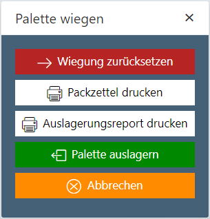 Auslagern Palette Abschliessen Popup