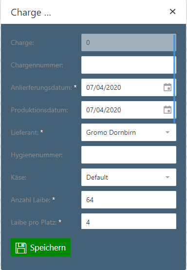 Reihenansicht Einlagern Popup