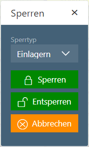 Reihenansicht Sperren Popup