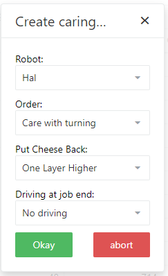 Tabular Storage Overview Popup Treatment Job