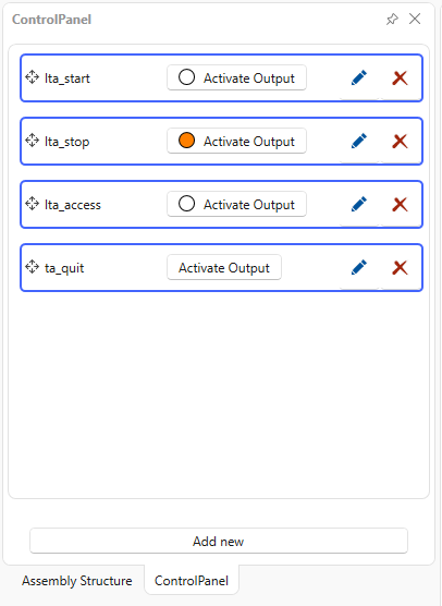 Control Panel Output List