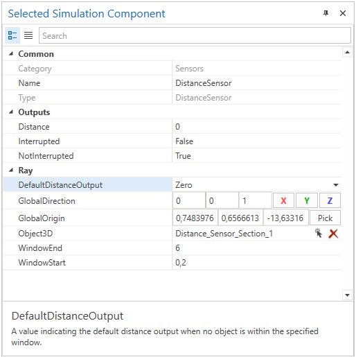 DistanceSensor Example Properties