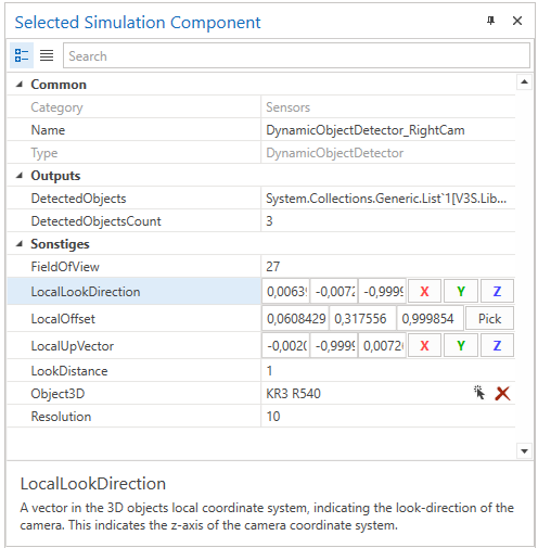 DynamicObjectDetector Example Properties