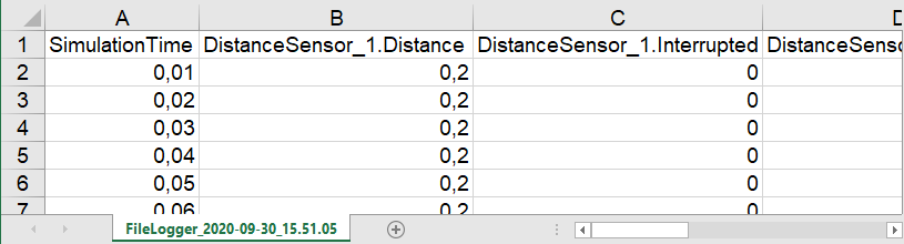 FileLogger CSV Result