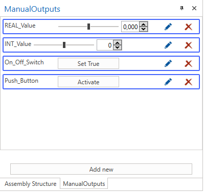 ManualOutputs control Window