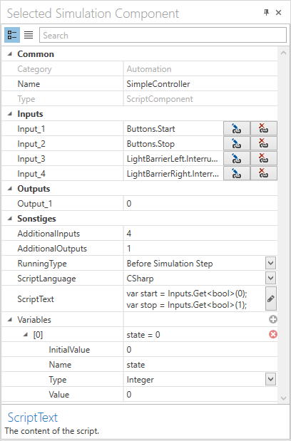 Script Simple State Machine Properties