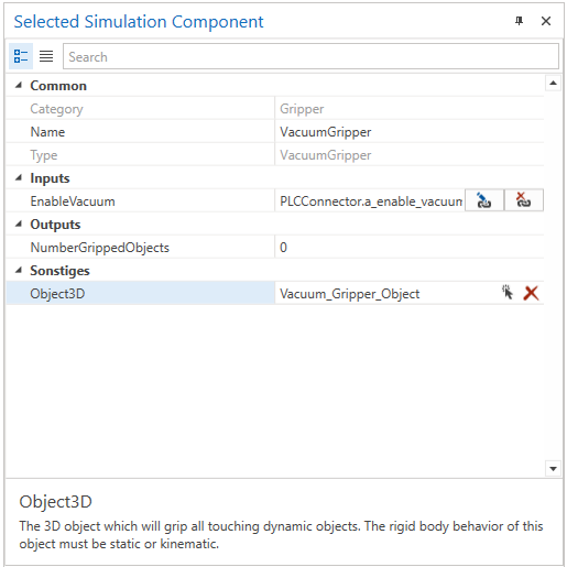 VacuumGripper Example Properties