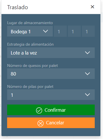 Almacén Traslado Ventana emergente
