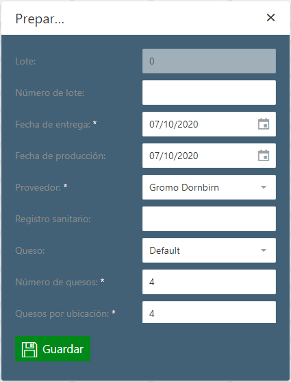 Vista de filas Ventana emergente Almacenaje